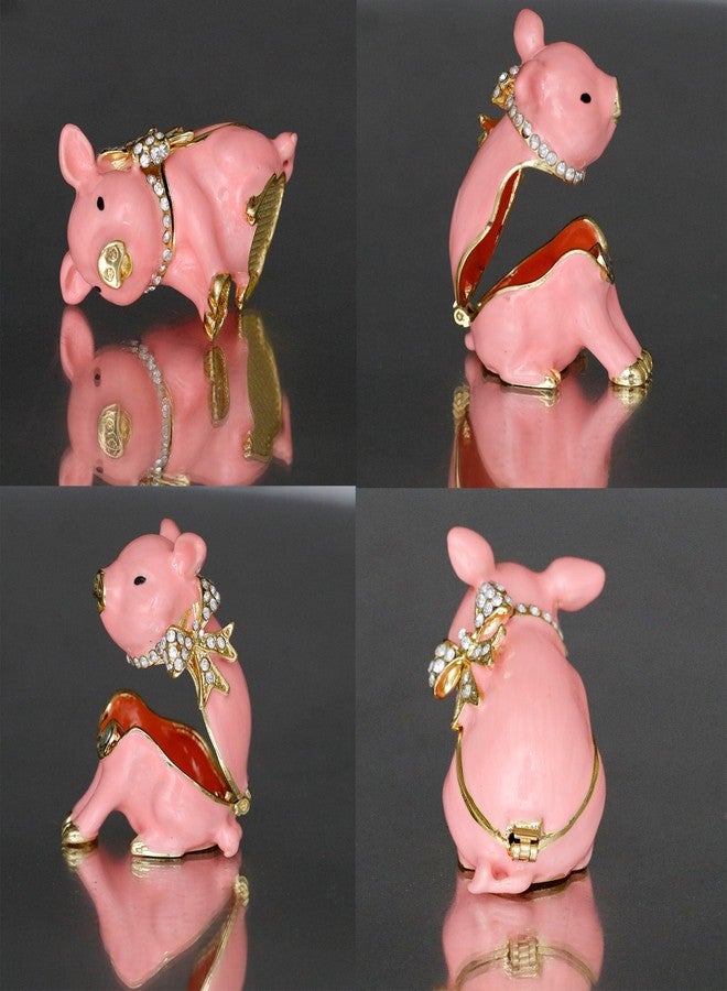 SEVENBEES Hand Painted Pig Decor Jewelry Trinket Boxes Hinged Crystal Piggy Figurines Mini Ring Earrings Jewelry Organizer - Image 4